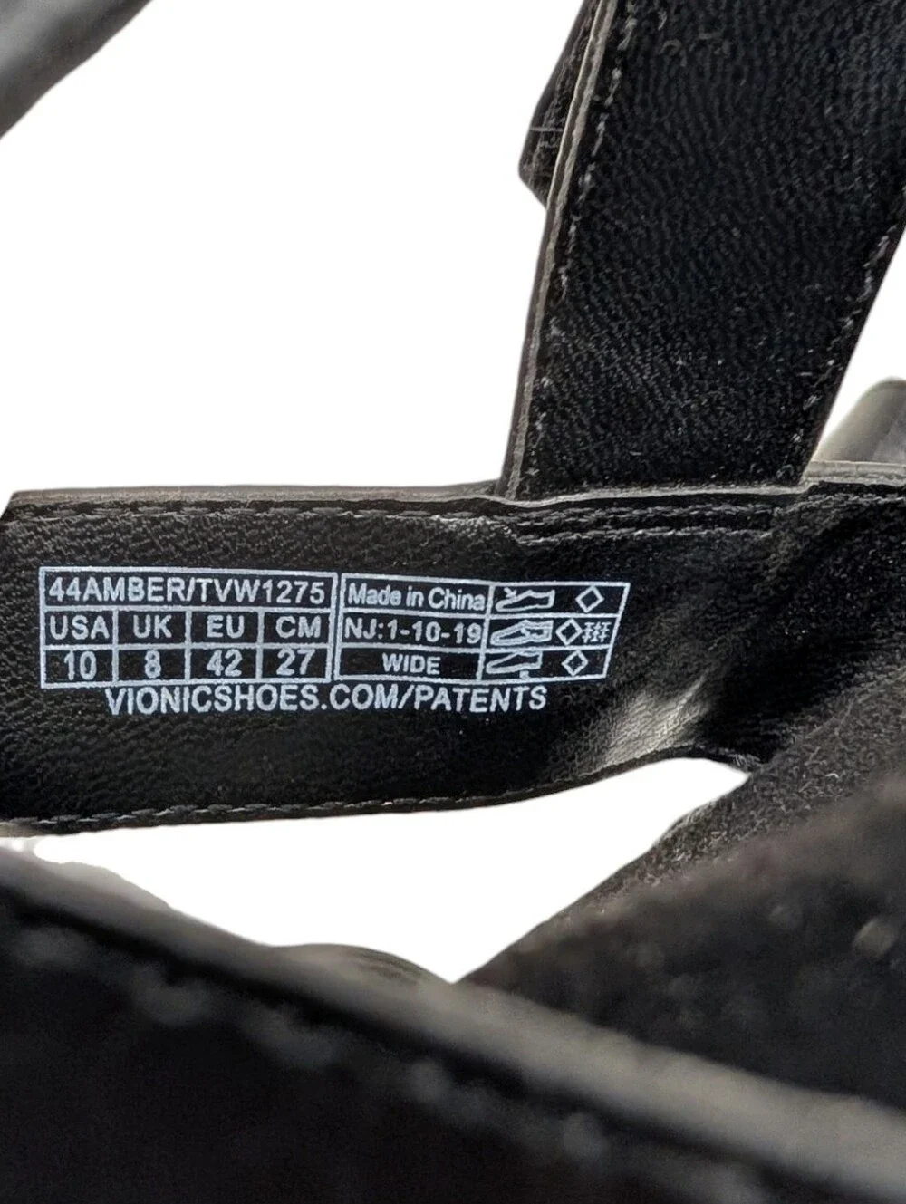 Vionic Amber Black Embossed Orthotic Sandals Wide 10 S4211 - Picture 11 of 12